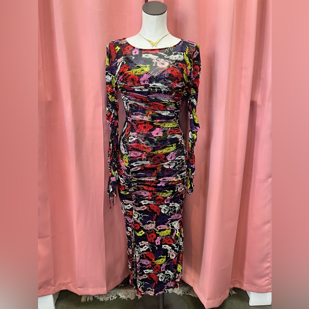 Diane Von Furstenberg Corinne in Masks Ruched Midi Dress
